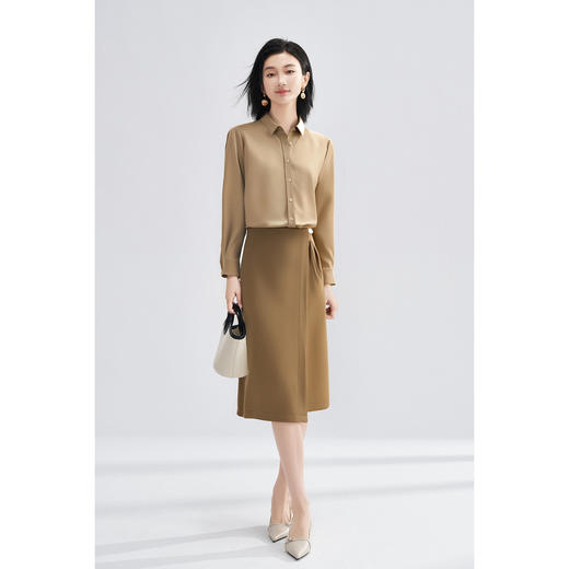 剩L/XL/XXL 【简约含羊毛衬衫通勤直筒裙两件套】减龄洋气秋装套装女高级感 商品图3