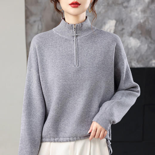 CC 25338卫衣短款宽松半拉链上衣高级感 商品图3