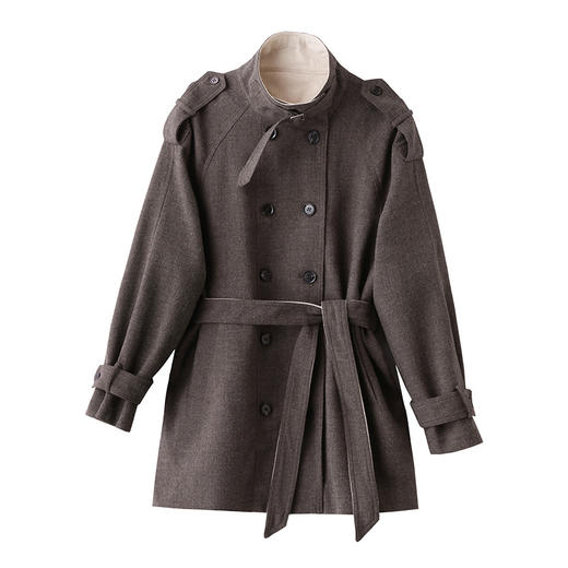 XRY9281英伦风立领休闲风衣女中长款2025春秋新款系带收腰气质小个子外套 商品图4