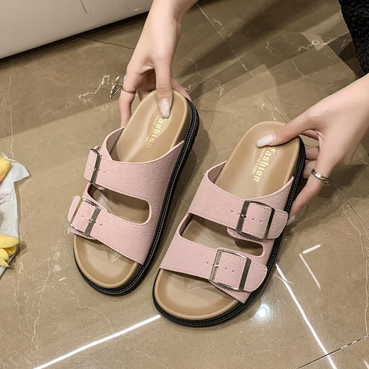 一脚蹬超方便！！【特妮娜 双扣治愈系勃肯拖】精选牛皮革 双扣设计 自由调节松紧 防水防汗 增高3.5cm 橡胶大底 防滑耐磨 商品图12