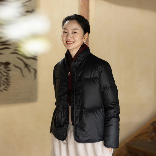 牧衣游原创 中式风红嘴雁绒羽绒服女蓬松轻盈防风保暖外套 兰亭序 商品图0