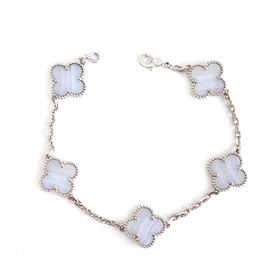 【95新】VCA梵克雅宝Vintage Alhambra系列18K白金镶紫玉髓四叶草五花手链220925NJT04 现售价：35000