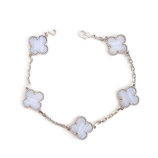 【95新】VCA梵克雅宝Vintage Alhambra系列18K白金镶紫玉髓四叶草五花手链220925NJT04 现售价：35000 商品图0