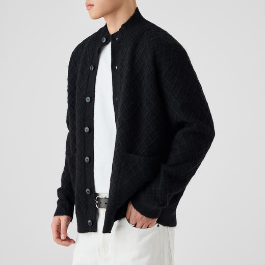 墨麦客日系格纹针织外套男2025春季新款纯色立领男士针织衫21979. 商品图1