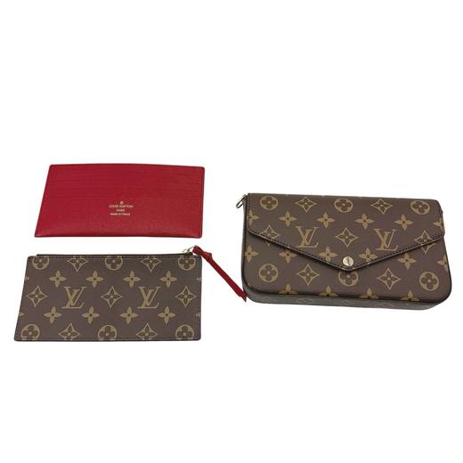 元单品质，原版钛钢五金！芯片防伪版本）三合一老花满印扣开合 涂层帆布拼牛皮革 链条包斜挎单肩包 常规 女款 棕色 商品图1