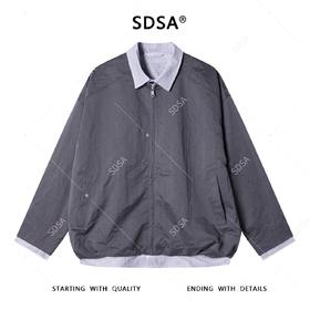 SDSA男士秋冬新款痞帅男装韩版美式拼接翻领拉链假两件夹克外套潮