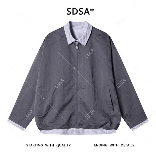 SDSA男士秋冬新款痞帅男装韩版美式拼接翻领拉链假两件夹克外套潮 商品图0