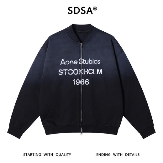 87638SDSA男士秋冬新款痞帅男装美式渐变印花字母数字拉链卫衣百搭宽松 商品图1