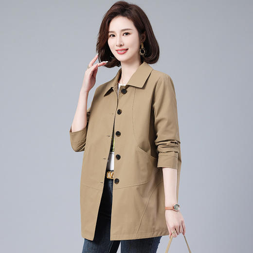 韩版中长款风衣外套外衣加肥加大码中老年妈妈女装 商品图1