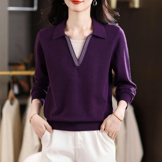 CC 1245韩版早秋穿搭针织衫上衣POLO领假两件毛衣 商品图0