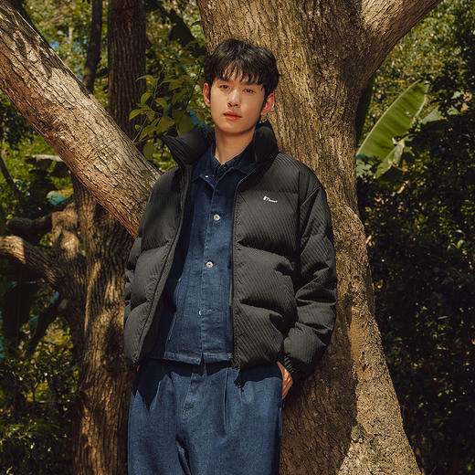 森马羽绒服男冬80绒子宽松立领面包服2025新款绣花肌理感外套百搭 商品图2