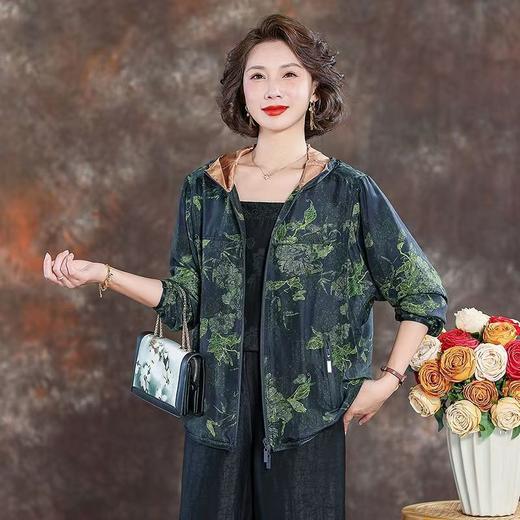 新中式国风真丝外套女2025新款连帽夹克棒球服上衣 商品图2