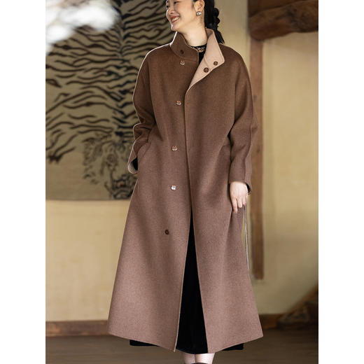 牧衣游原创 进口澳毛呢外套冬软糯轻盈宽松复古文艺极简大衣 觅友 商品图2