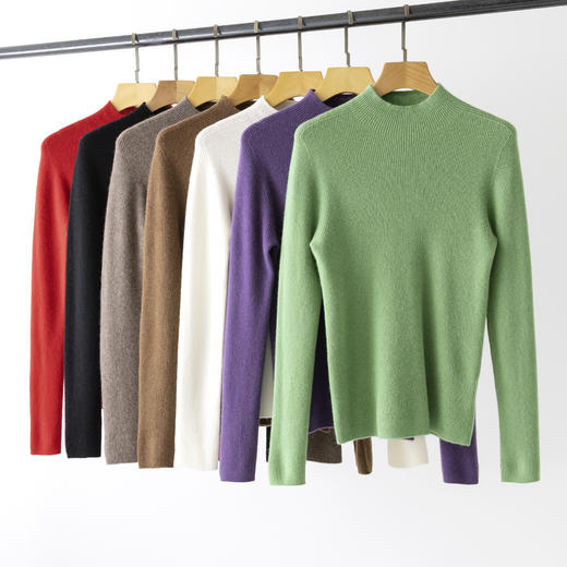 【高品质私服】【无缝羊绒混纺半高领坑条长袖】出色的保暖性能，即使在寒冷的季节，也能让您时刻保持温暖，做工精致，纹路特别细腻，休闲又日常，上班上学穿都合适YS5805-CC 商品图1