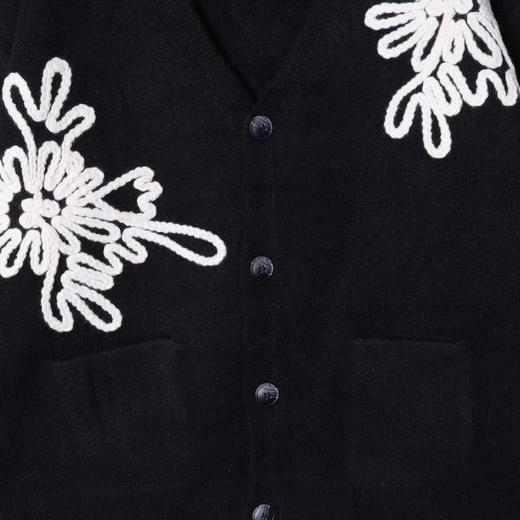 2718SDSA男士秋冬新款痞帅男装韩版V领极简风毛衣立体针织花朵针织衫 商品图2