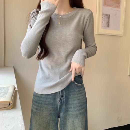 【赵露思同款设计】灰打底衫上衣女秋冬紧身显瘦辣妹毛衣内搭针织长袖。ha 商品图7