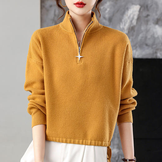 CC 25338卫衣短款宽松半拉链上衣高级感 商品图1