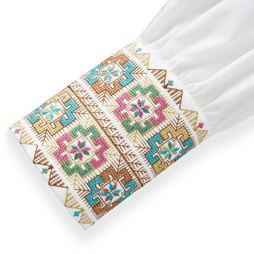 「高货wl」全新升级【铂金会员321/天猫429/差价108】(15328)洛诗琳新中式国风袖口刺绣衬衫2025秋季宽松圆领通勤上衣 商品图2