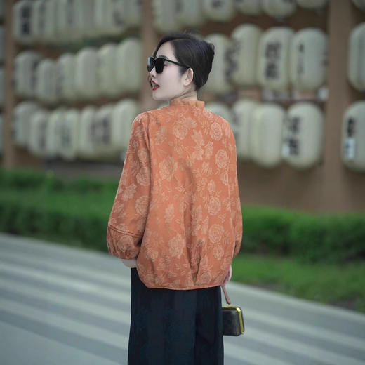 LX 30174新中式复古国风小衫中年妈妈气质宽松大码两件套 商品图2