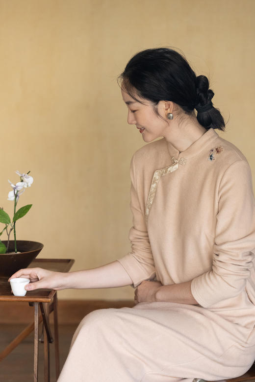 牧衣游原创 手工刺绣纯棉连衣裙柔软舒适宽松新中式改良旗袍 故里 商品图5