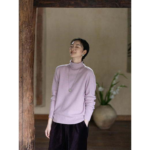 牧衣游原创 花纱羊毛套头衫细腻软糯蓬松百搭简约高领毛衣 北风起 商品图2