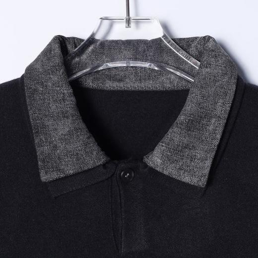 256031SDSA秋冬新款痞帅男装慵懒风撞色拼接polo领假两件毛衣百搭针织衫 商品图2