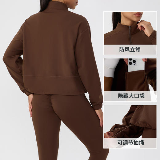 跃牌【欲动春风】系列 女秋冬加绒瑜伽服外套宽松立领拉链上衣保暖健身运动外套52630 商品图1