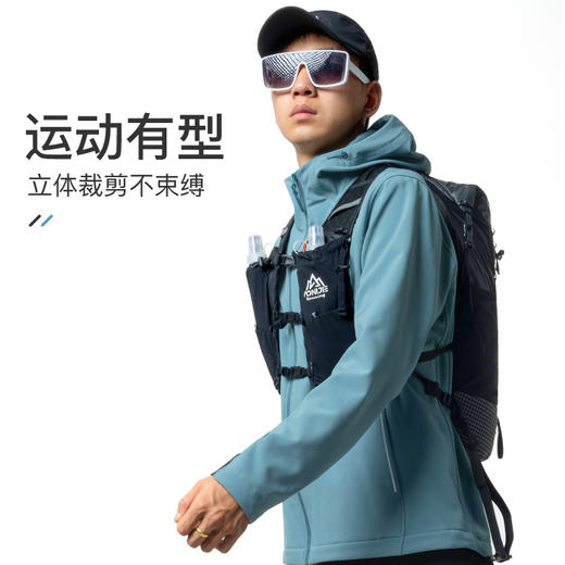 奥尼捷防风软壳冲锋衣运动夹克防泼水男秋冬户外徒步保暖连帽外套 商品图3