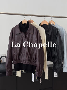 会员福利【进口油蜡皮】拉夏贝尔/La Chapelle高级感酷飒风衣翻领短款pu皮衣夹克外套女秋季