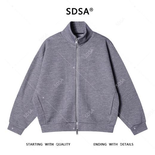 35595SDSA男士秋冬新款痞帅男装韩版简约纯色拉链立领针织卫衣百搭外套 商品图1