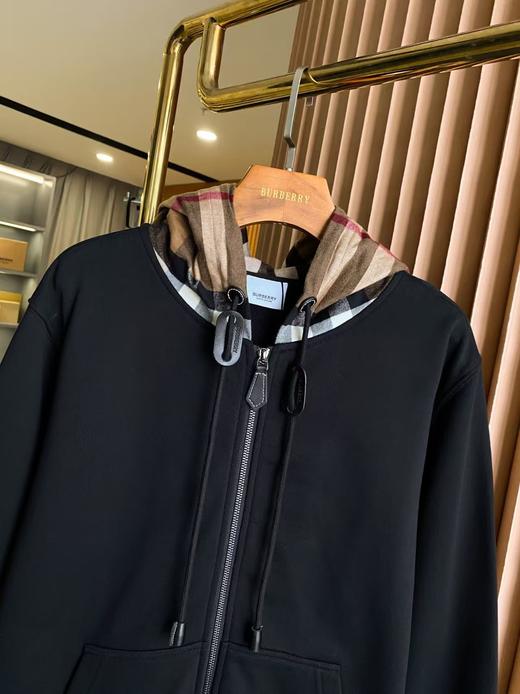 BBR 巴宝莉格纹棉质混纺拉链连帽外套 商品图4