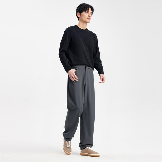 圣得西男士宽松微锥版型休闲裤2025秋季新款复古时尚通勤易搭长裤 商品图13