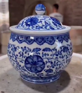 金刚钵型缠枝莲茶叶罐