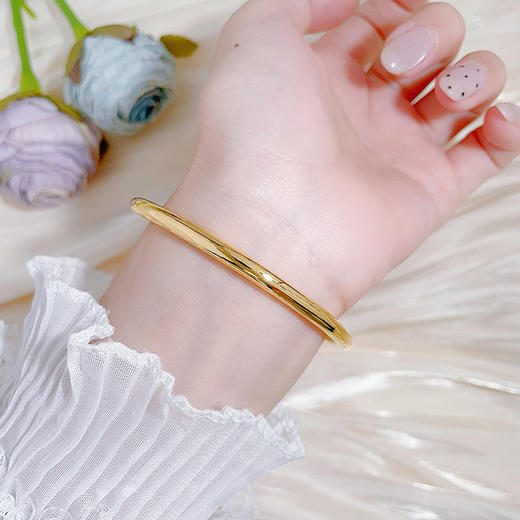 【限时克减128元】足金999 实心推拉手镯光面圆管推拉镯（面宽约3.6-4mm）(AUQSZ00081),(预售产品下单后不退款不退货不换货不补差价) 商品图3