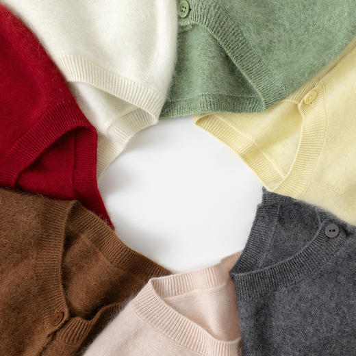 【高品质私服】【无缝羊绒羊毛混纺拉毛圆领开衫】无缝一体工艺，长长的绒，可与皮草相媲美，做工精致，纹路特别细腻，休闲又日常，上班上学穿都合适YS236-CC 商品图4