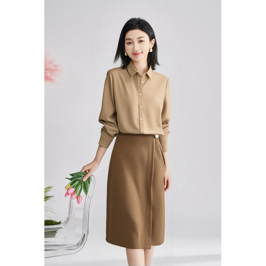 剩L/XL/XXL 【简约含羊毛衬衫通勤直筒裙两件套】减龄洋气秋装套装女高级感 商品图1