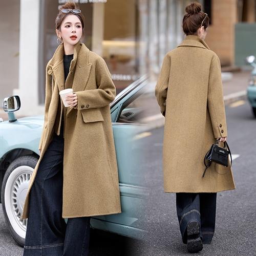 双面羊绒大衣，韩系宽松中长款高端马甲两件套HR-QMC6886 商品图2