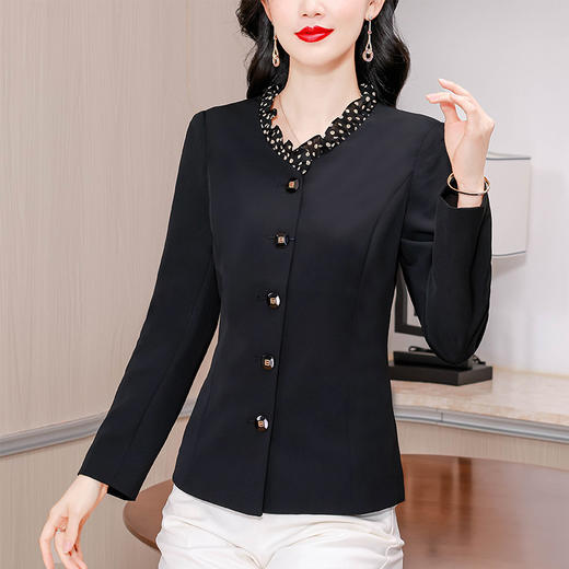 KQL A83N3188木耳边鸡心领西装法式优雅修身短外套 商品图2