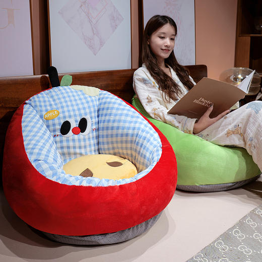 自然醒大眼苹果格子半包围蒲团坐垫QYL 商品图14