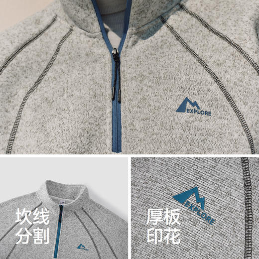 森马卫衣男冬季花纱半开襟立领上衣2025新款运动风撞色印花套头衫 商品图3