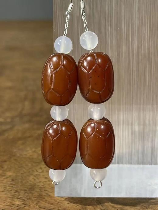 南红玛瑙龟壳形珠项链与耳坠套组，顺丰包邮 商品图9