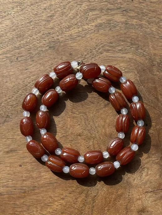 南红玛瑙龟壳形珠项链与耳坠套组，顺丰包邮 商品图1