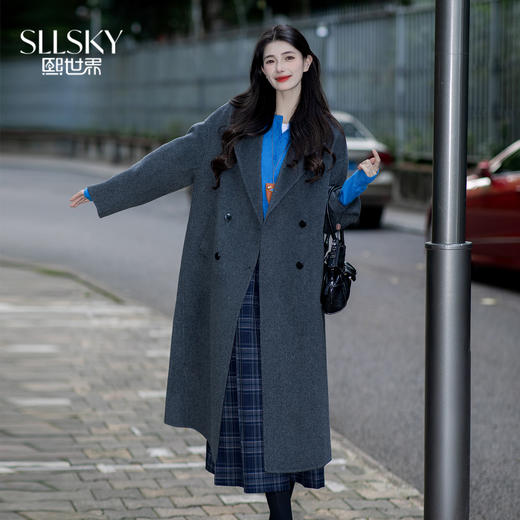 【10/1新品】熙世界【雪域高原100绵羊毛】双面呢大衣女秋冬高级长款毛呢外套 商品图0