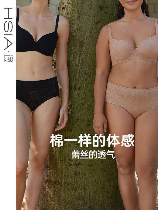 【小气泡】遐中腰蕾丝内裤女士纯棉裆大码高弹力不夹臀包臀平角裤 商品图0