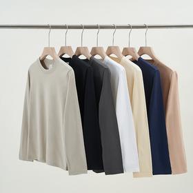 【220g重磅 7色可选 99元3件】质感纯棉圆领长袖T恤（选三件加入购物车一起付款）