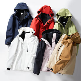 HOTDEMON户外登山运动硬壳情侣款4级防水防风保暖拼色三合一冲锋衣3333