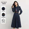 【10/1新品】熙世界通勤都市风仿牛仔翻领连衣裙女长袖收腰衬衫裙子2025秋新款 商品缩略图0