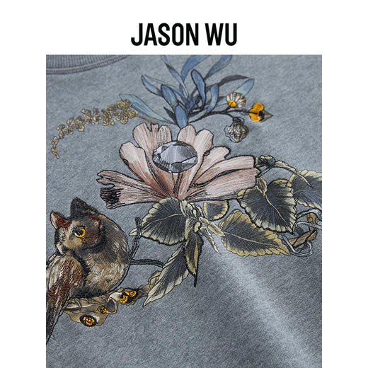 【JASON WU】秋冬新款圆领童话印花刺绣通勤上衣卫衣女 商品图4