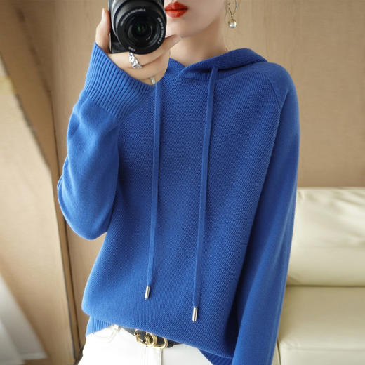 【QingFan连帽针织衫】春季新款针织衫 长袖套头 抽绳卫衣 多色百搭NJR-052 商品图7