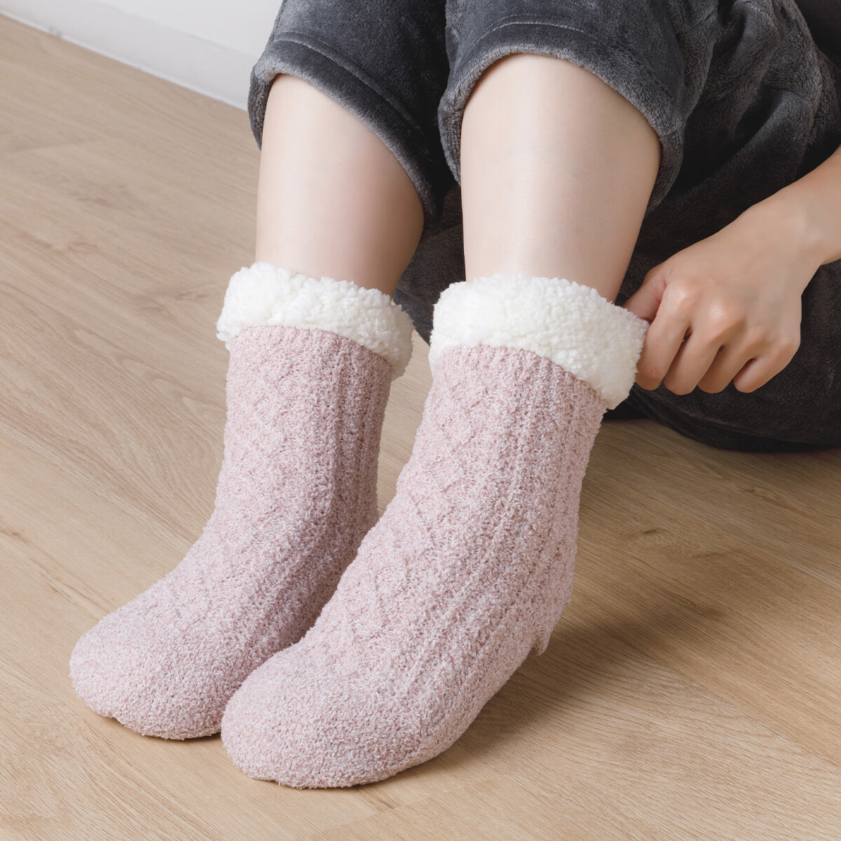  秋冬保暖加绒加厚月子袜防滑保暖袜吸湿发热保暖袜鞋